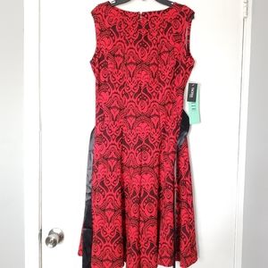 Tacera Petite Red and Black Print Dress